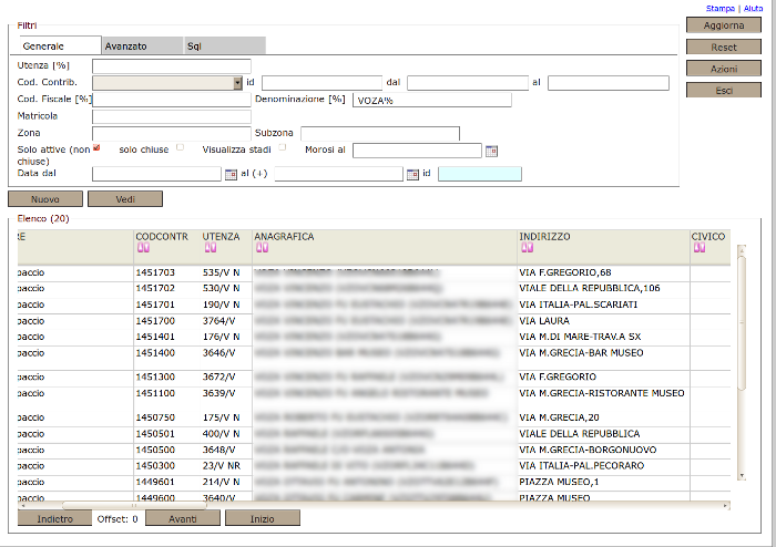 Interrogazione utenze acquedotto